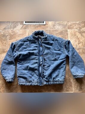 Highway Jeans Blue Denim Quilted Puffer Bomber Jacket Coat